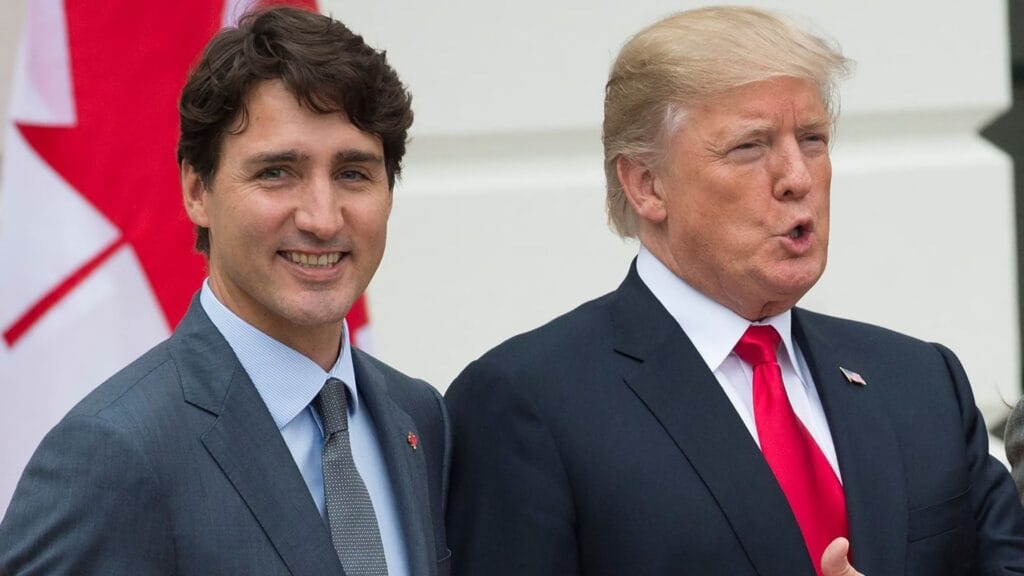Donald Trump with Canadian Prime Minister Justin Trudeau at the White House in Washington on October 11, 2017.
